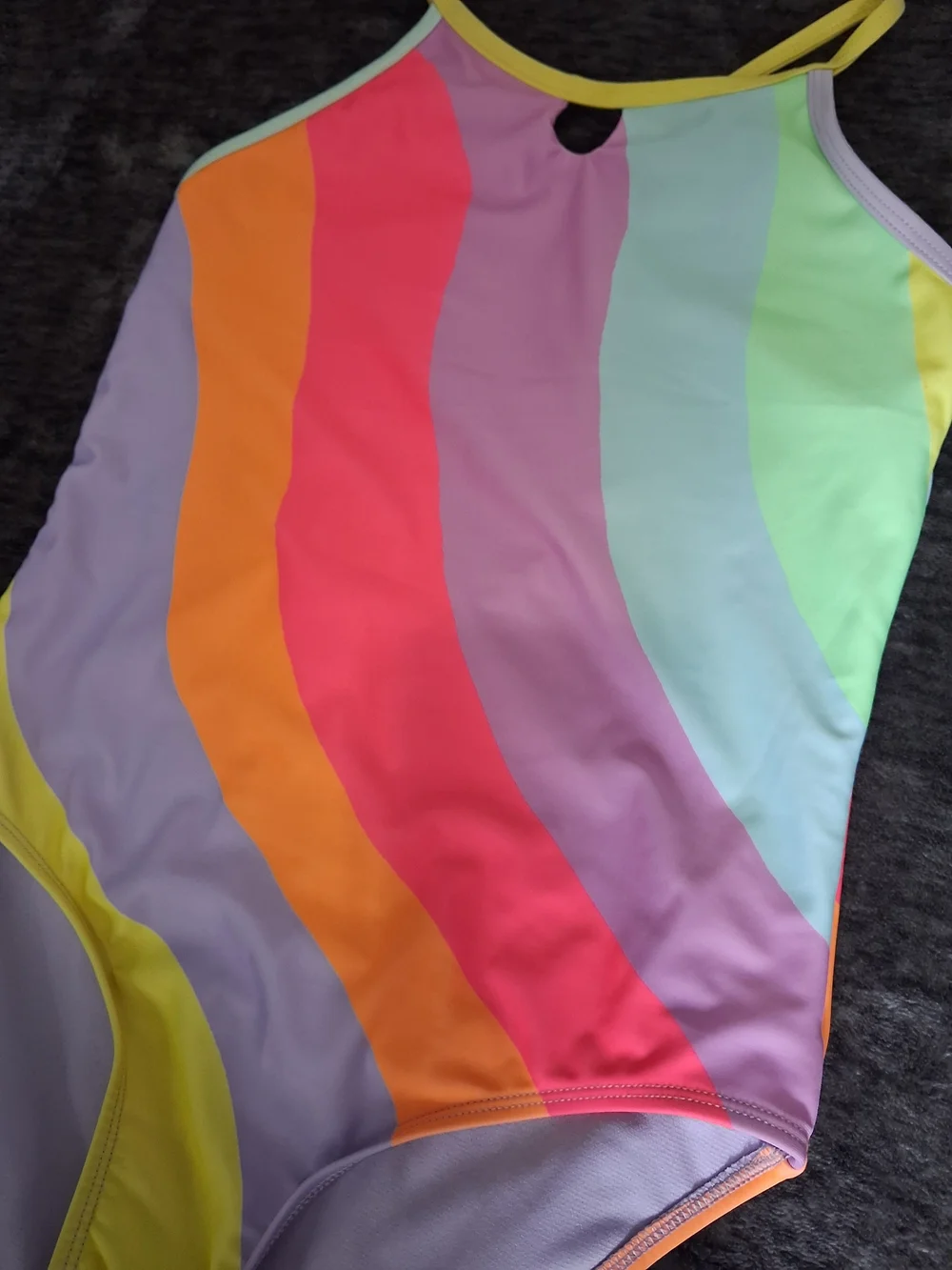 Wonder Nation 1piece Multicolor Wavy Striped Swimsuit Girls Size 10/12